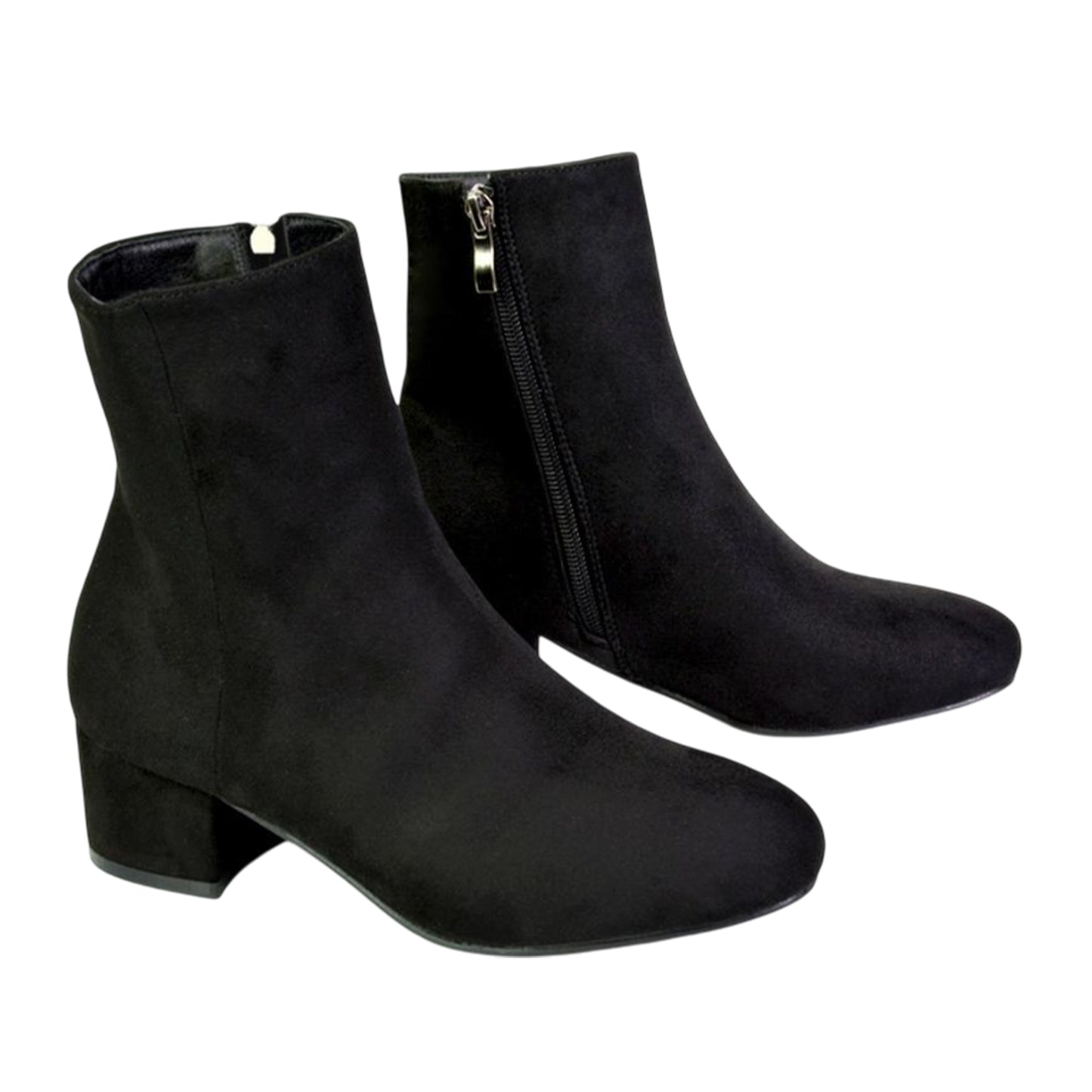 Jet Black - Front - XY London Womens-Ladies Nolan Side Zip Mid Block Heel Ankle Boots