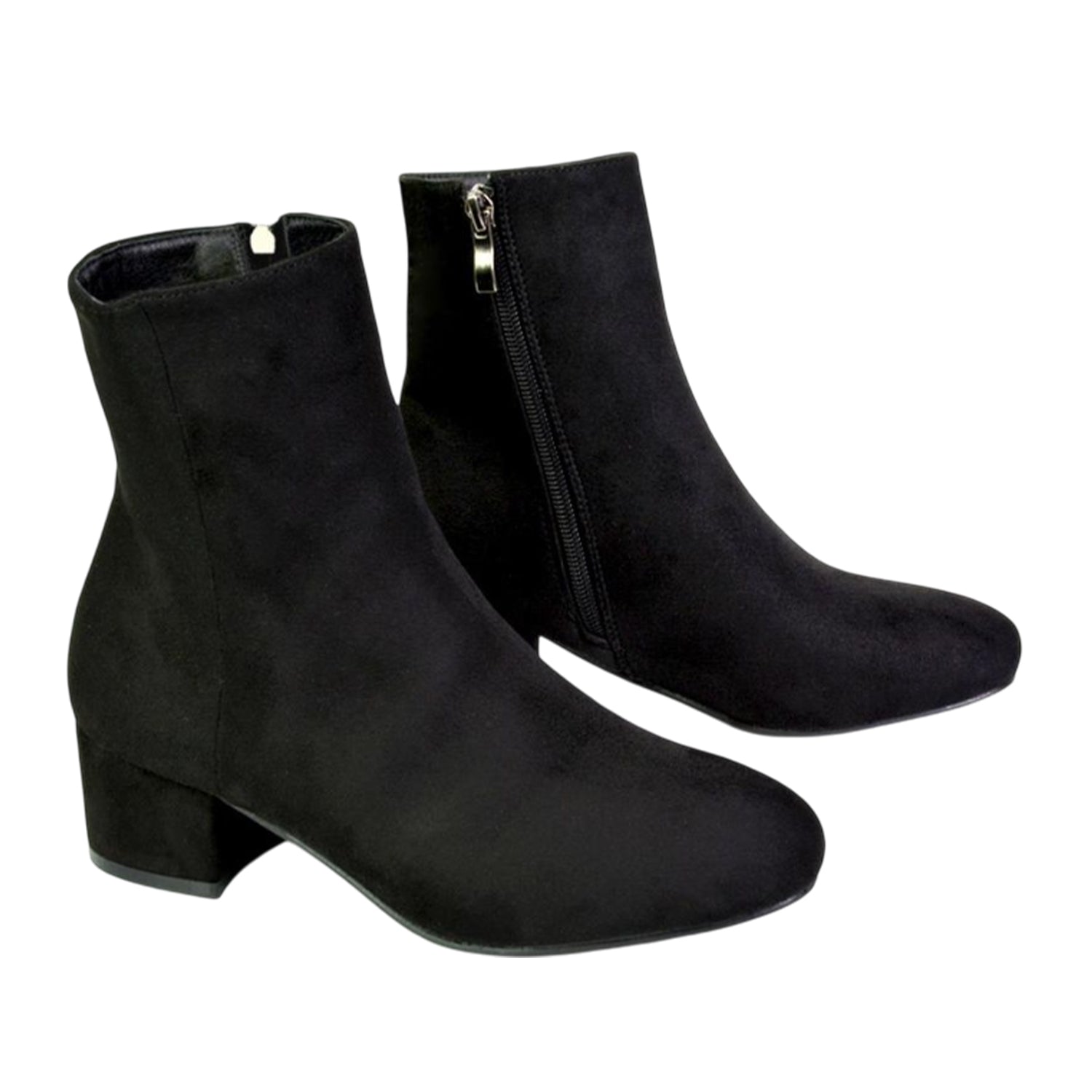 Jet Black - Front - XY London Womens-Ladies Nolan Side Zip Mid Block Heel Ankle Boots