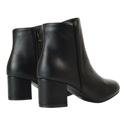 Black - Back - XY London Womens-Ladies Saffy Zip Mid Block Heel Ankle Boots