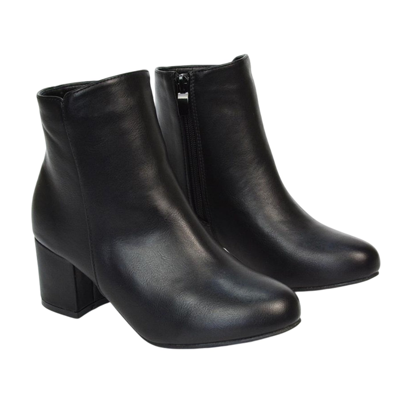 Black - Side - XY London Womens-Ladies Saffy Zip Mid Block Heel Ankle Boots