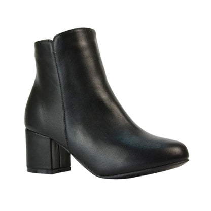 Black - Lifestyle - XY London Womens-Ladies Saffy Zip Mid Block Heel Ankle Boots