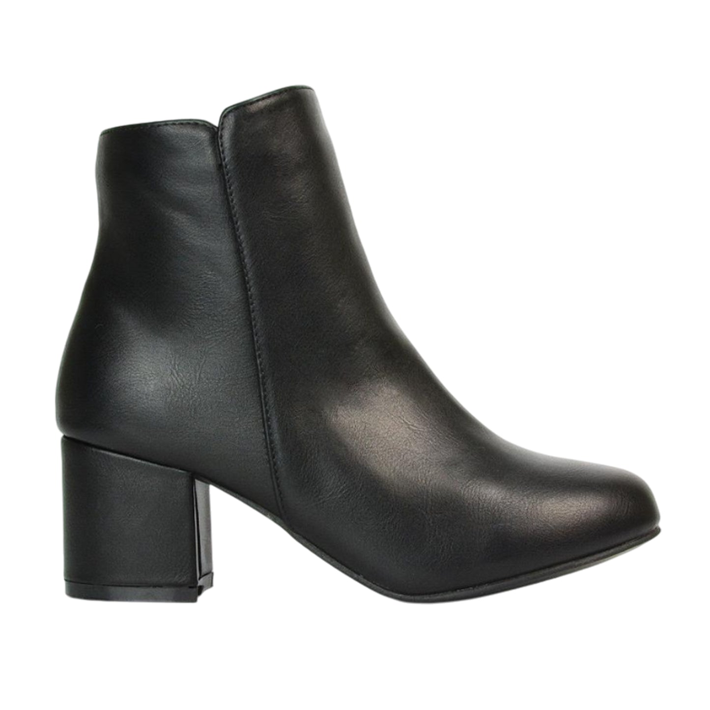 Black - Pack Shot - XY London Womens-Ladies Saffy Zip Mid Block Heel Ankle Boots