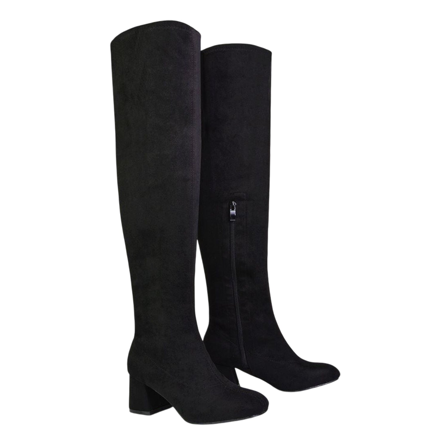 Jet Black - Side - XY London Womens-Ladies Emmett Thigh-High Boots