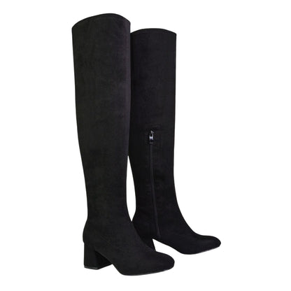 Jet Black - Side - XY London Womens-Ladies Emmett Thigh-High Boots