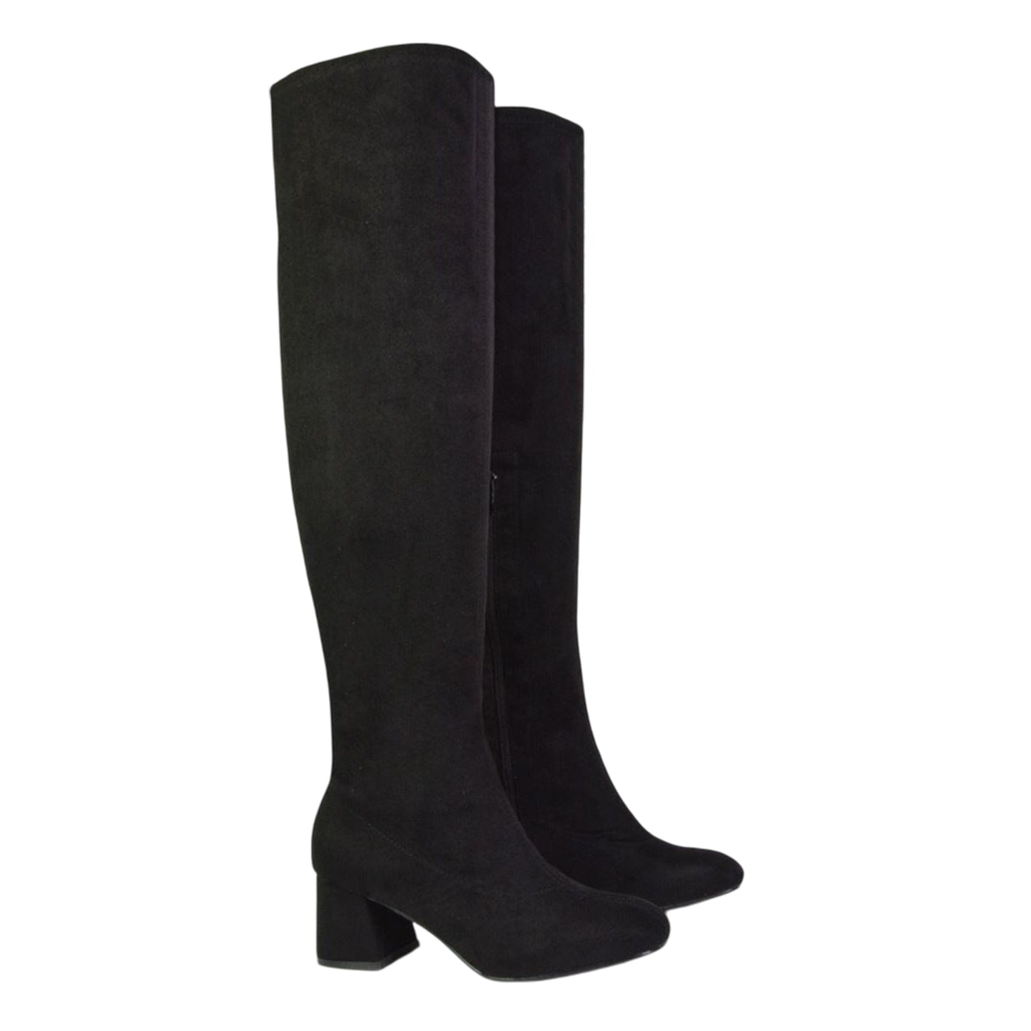Jet Black - Front - XY London Womens-Ladies Emmett Thigh-High Boots