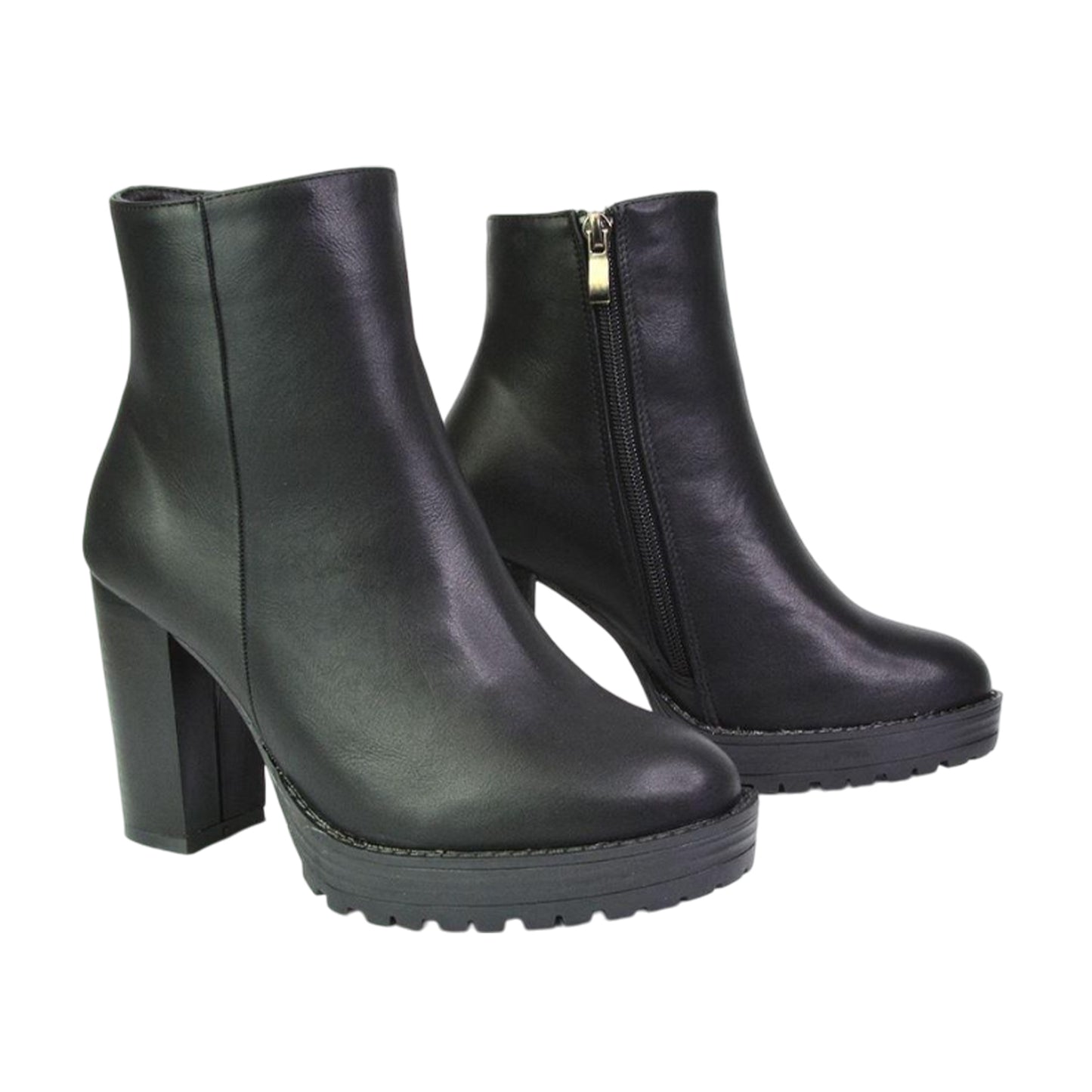 Black - Lifestyle - XY London Womens-Ladies Cole Platform Block Heel Ankle Boots