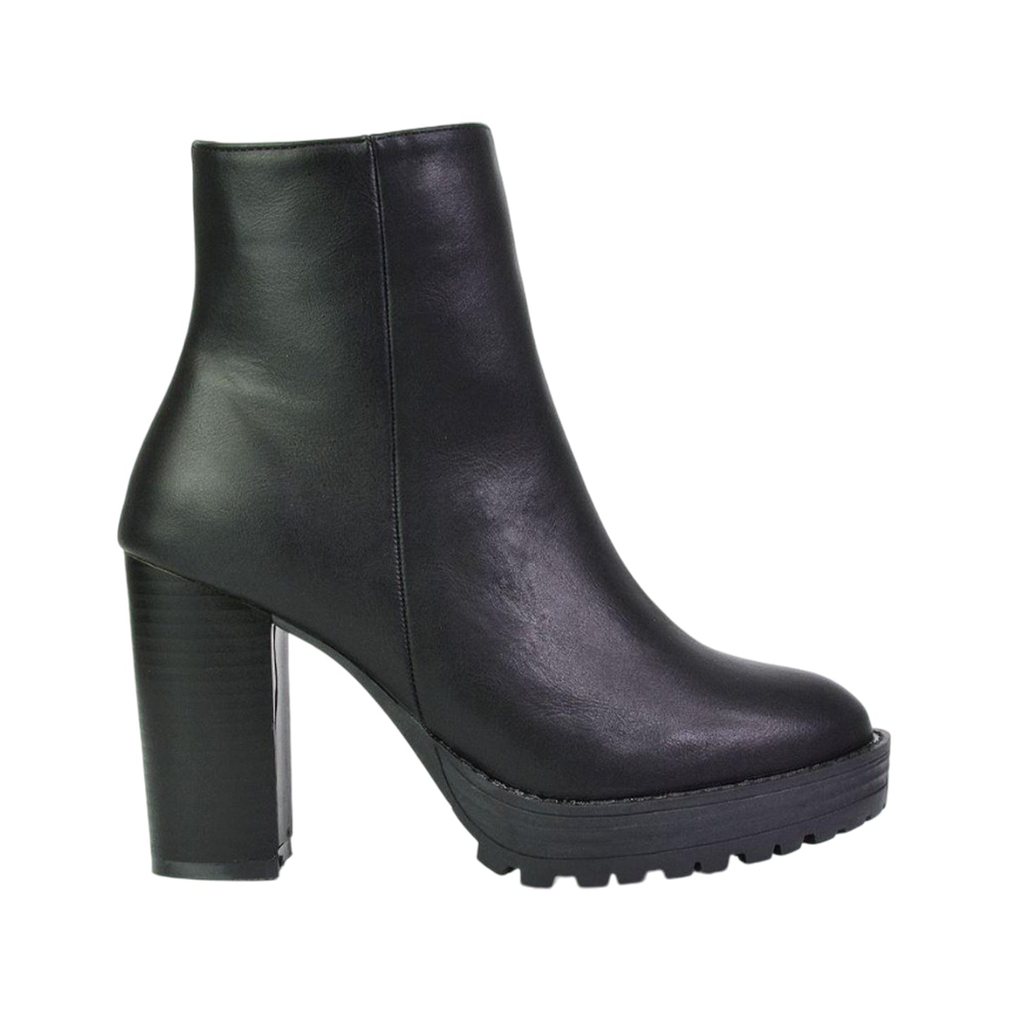 Black - Pack Shot - XY London Womens-Ladies Cole Platform Block Heel Ankle Boots