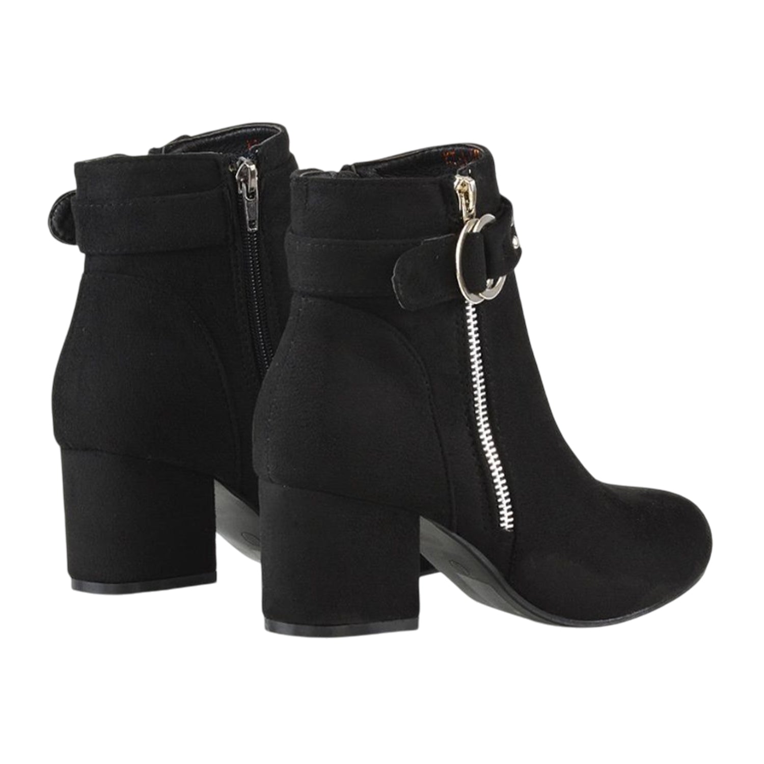 Jet Black - Back - XY London Womens-Ladies Lakesha Mid Block Heel Ankle Boots