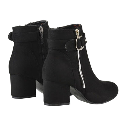 Jet Black - Back - XY London Womens-Ladies Lakesha Mid Block Heel Ankle Boots