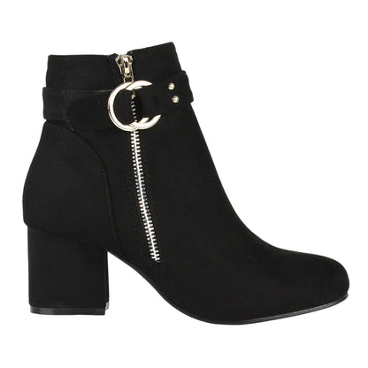 Jet Black - Lifestyle - XY London Womens-Ladies Lakesha Mid Block Heel Ankle Boots