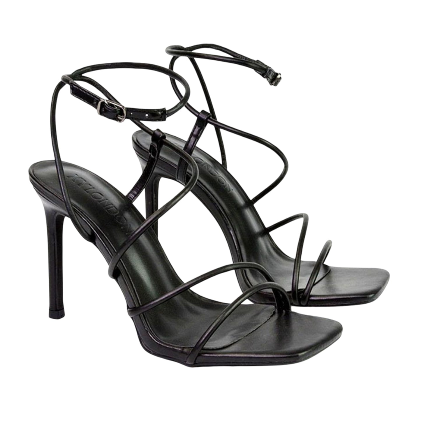 Black - Front - XY London Womens-Ladies Flynn Strappy Stiletto Heel High Heels