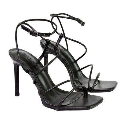 Black - Front - XY London Womens-Ladies Flynn Strappy Stiletto Heel High Heels