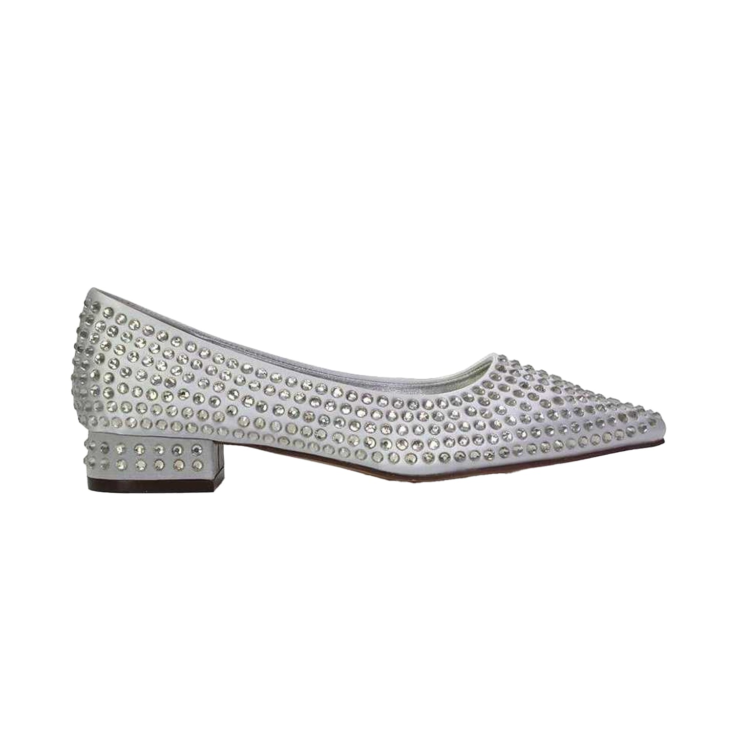 Silver - Front - XY London Womens-Ladies Gemini Diamante Wedding Low Block Heel Pumps