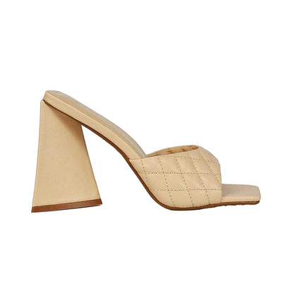 Nude - Front - XY London Womens-Ladies Maylin Quilted Sculptured Heel High Heels