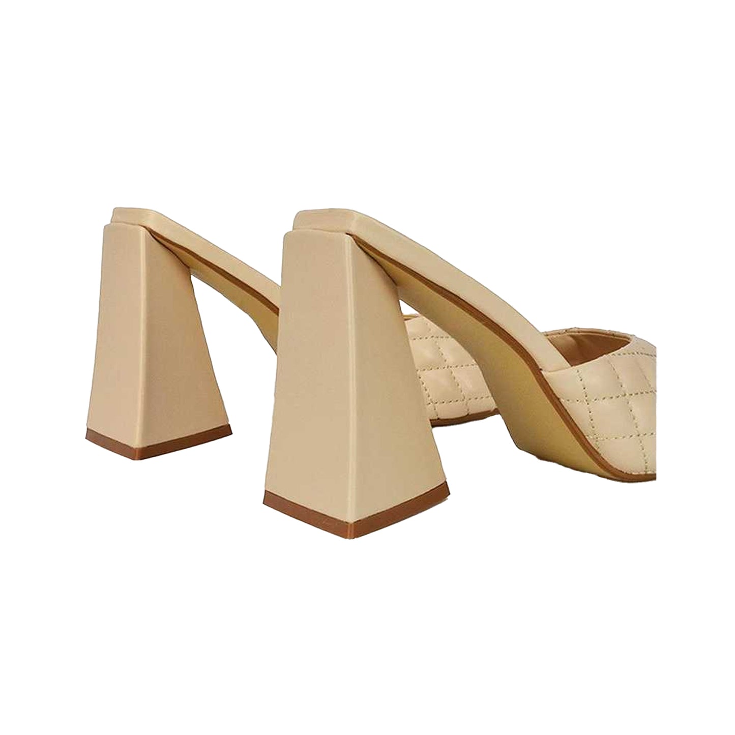 Nude - Back - XY London Womens-Ladies Maylin Quilted Sculptured Heel High Heels