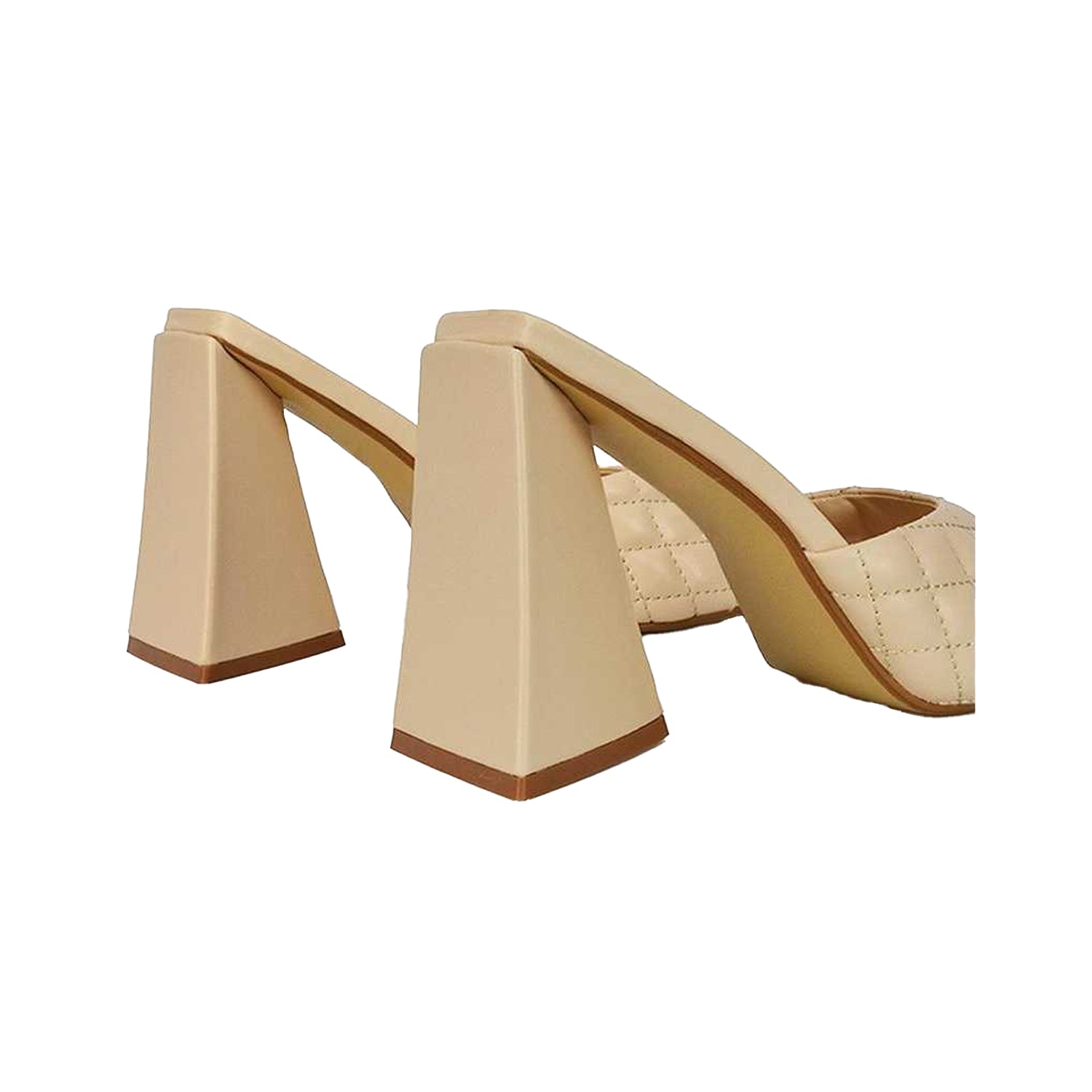Nude - Back - XY London Womens-Ladies Maylin Quilted Sculptured Heel High Heels
