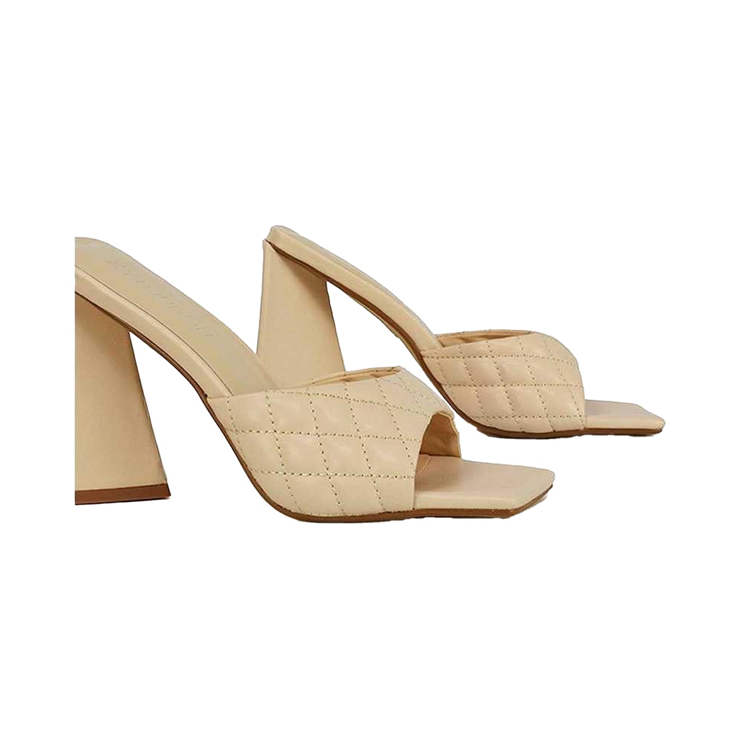 Nude - Side - XY London Womens-Ladies Maylin Quilted Sculptured Heel High Heels