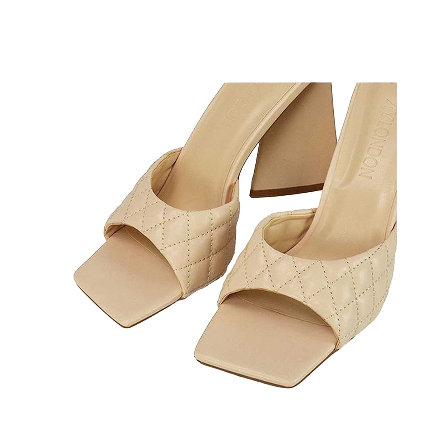 Nude - Pack Shot - XY London Womens-Ladies Maylin Quilted Sculptured Heel High Heels