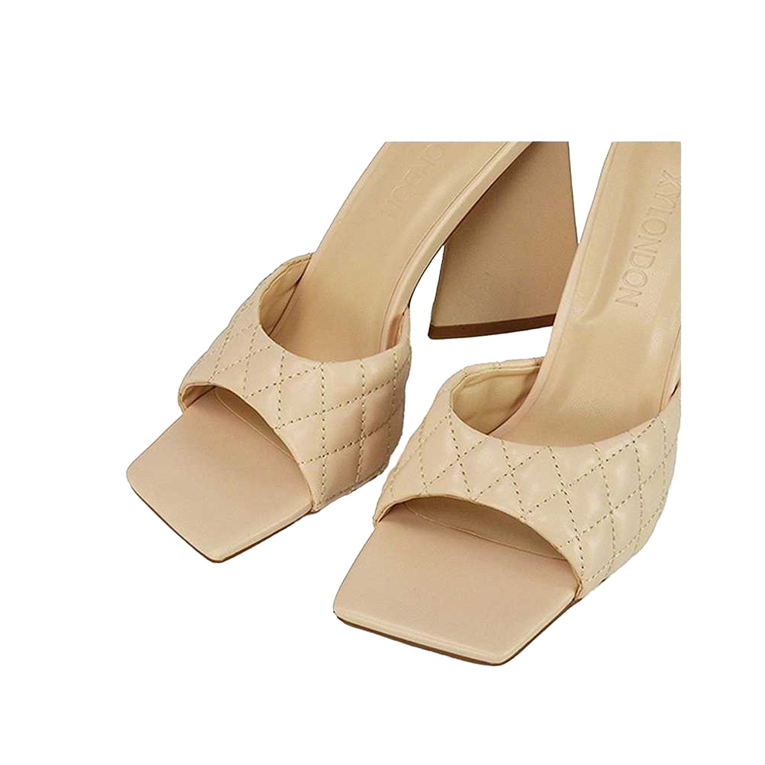 Nude - Pack Shot - XY London Womens-Ladies Maylin Quilted Sculptured Heel High Heels