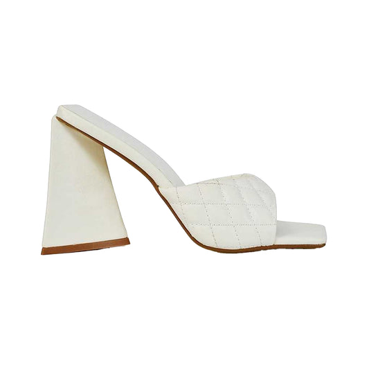 White - Front - XY London Womens-Ladies Maylin Quilted Sculptured Heel High Heels