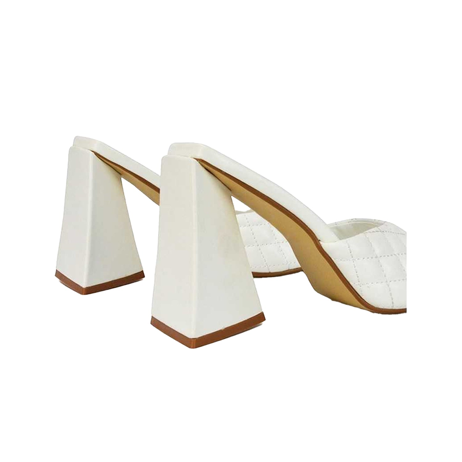 White - Back - XY London Womens-Ladies Maylin Quilted Sculptured Heel High Heels