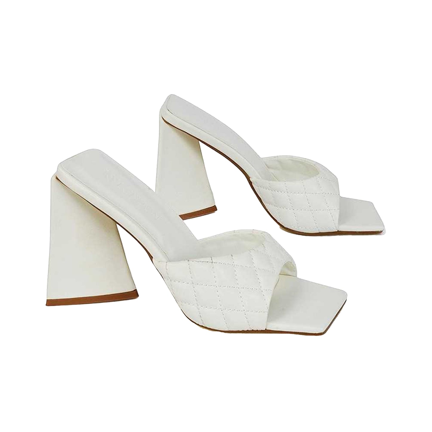 White - Lifestyle - XY London Womens-Ladies Maylin Quilted Sculptured Heel High Heels