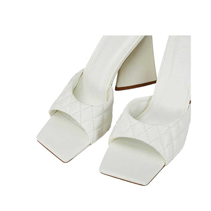 White - Pack Shot - XY London Womens-Ladies Maylin Quilted Sculptured Heel High Heels