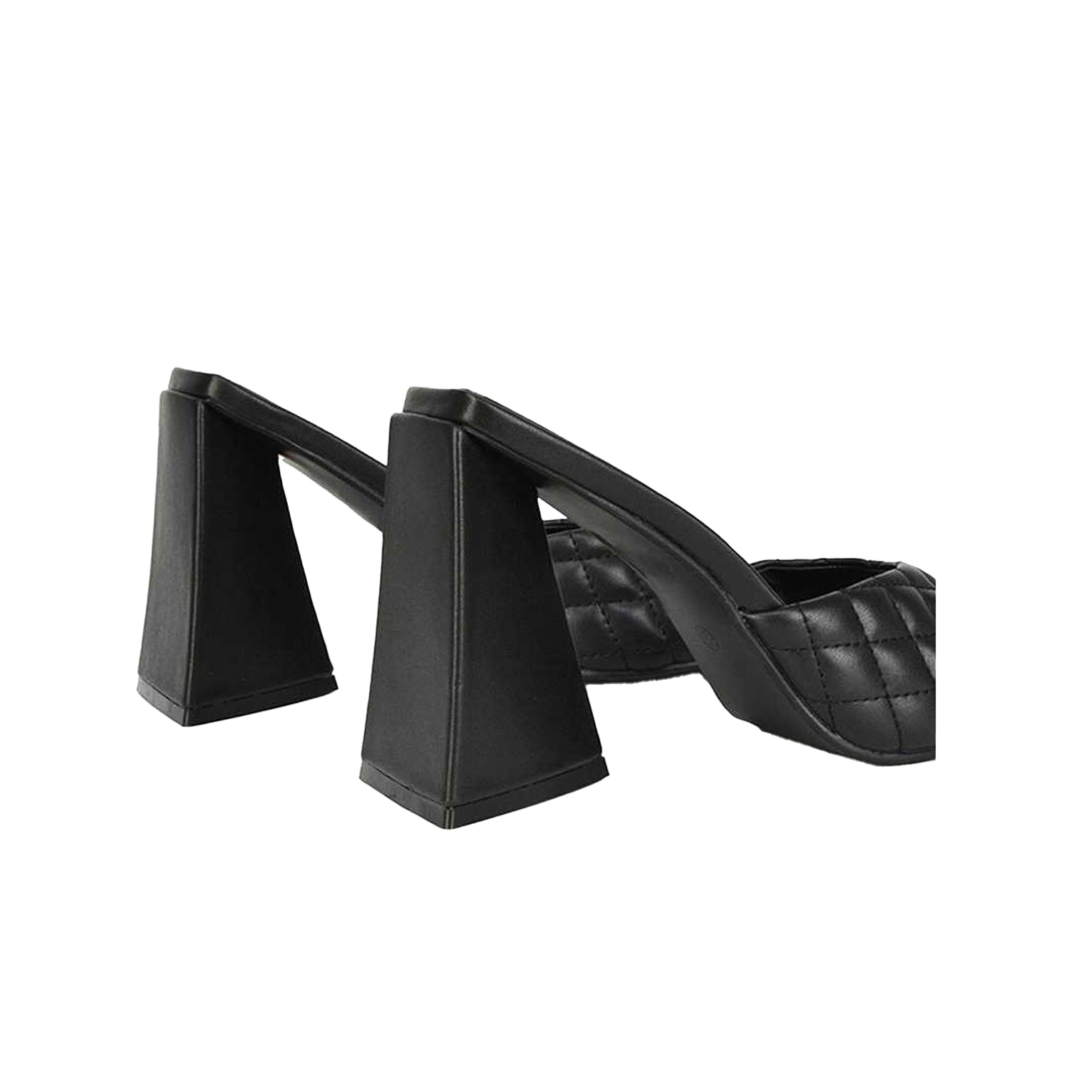 Black - Back - XY London Womens-Ladies Maylin Quilted Sculptured Heel High Heels