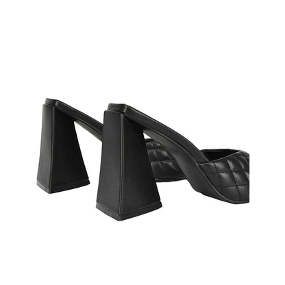 Black - Back - XY London Womens-Ladies Maylin Quilted Sculptured Heel High Heels