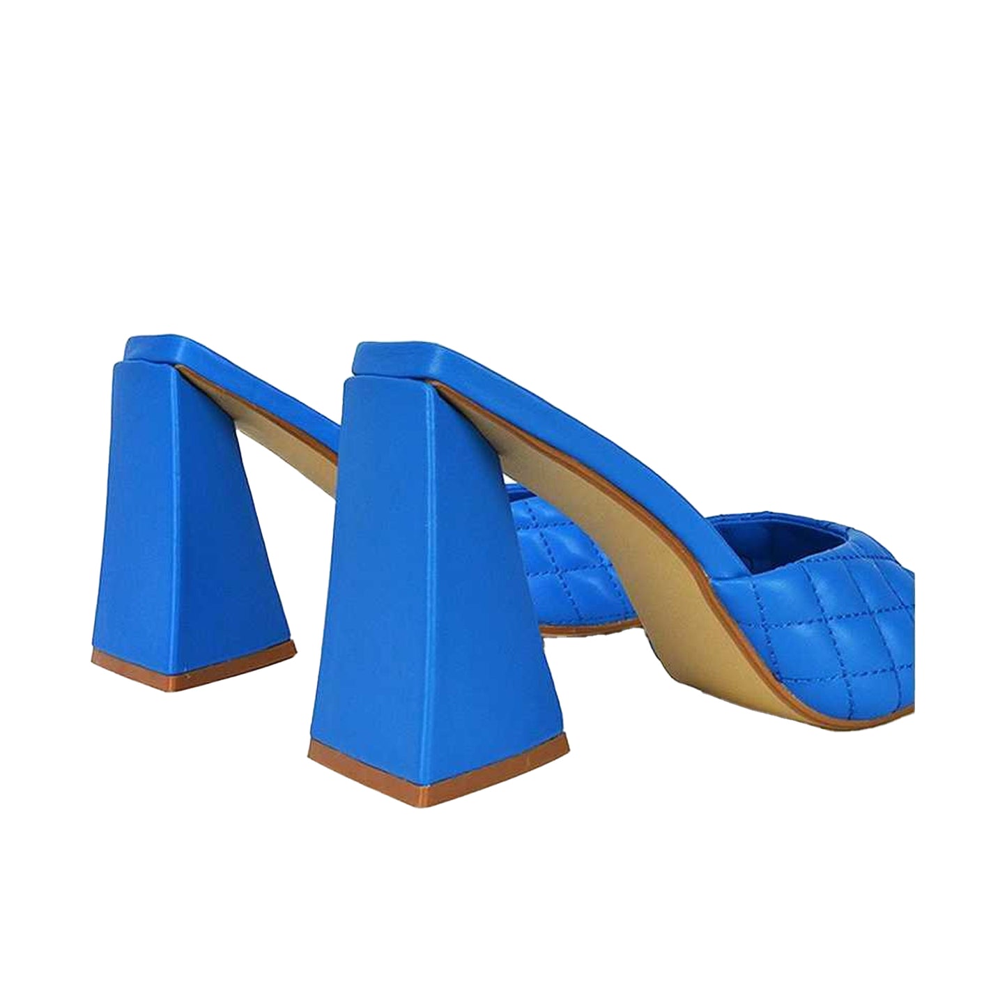 Blue - Back - XY London Womens-Ladies Maylin Quilted Sculptured Heel High Heels
