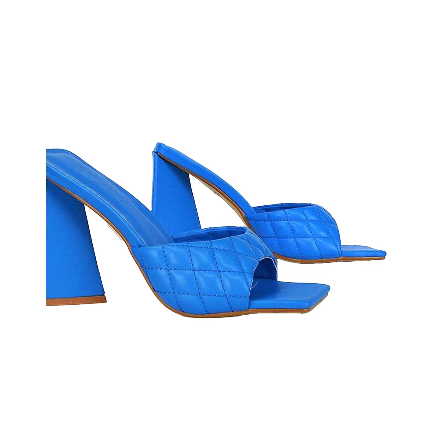 Blue - Side - XY London Womens-Ladies Maylin Quilted Sculptured Heel High Heels
