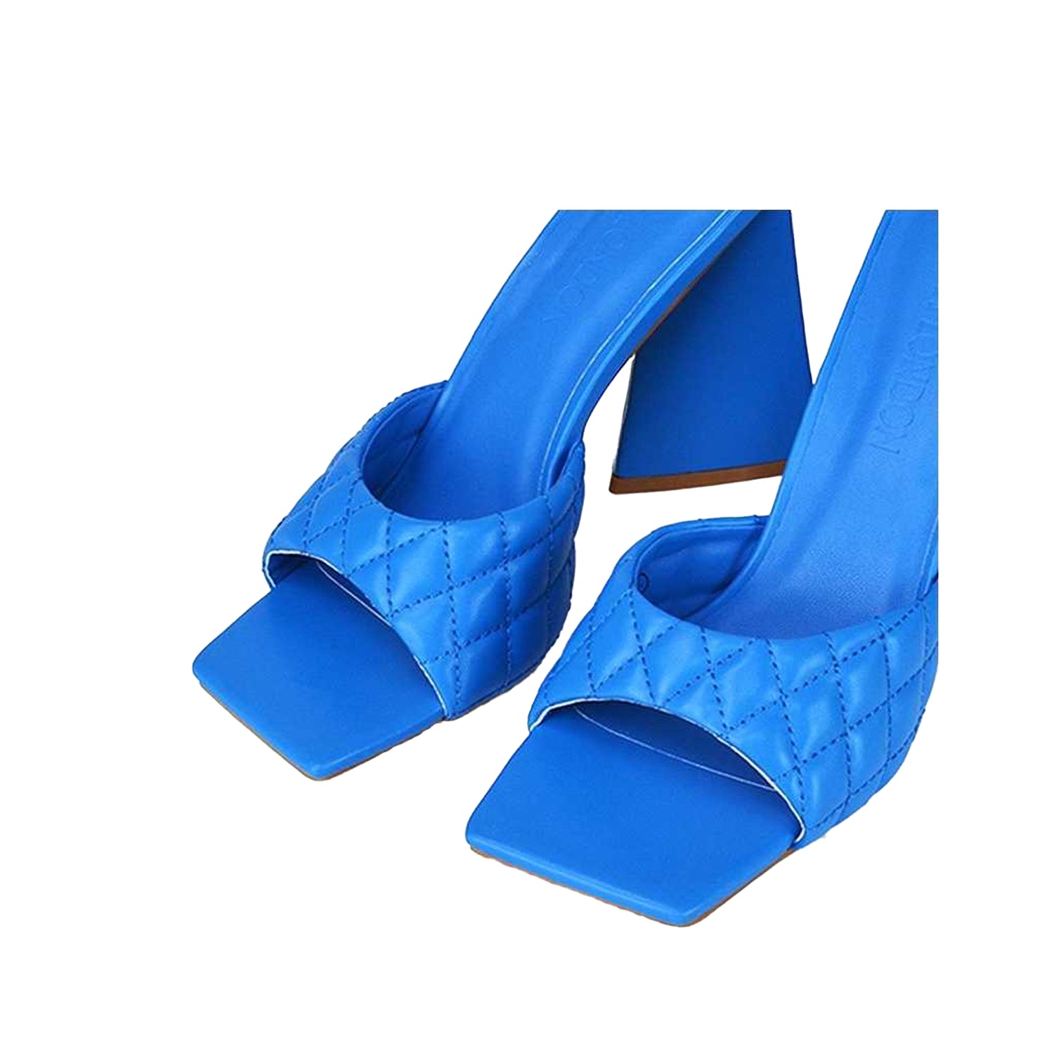 Blue - Pack Shot - XY London Womens-Ladies Maylin Quilted Sculptured Heel High Heels