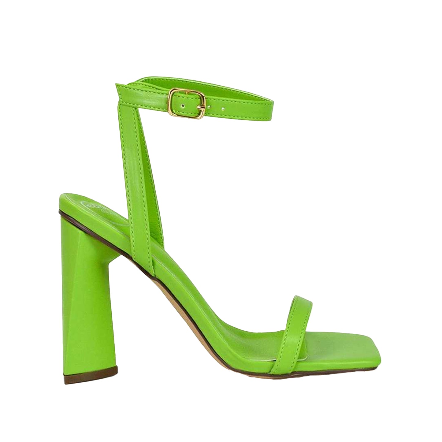 Green - Side - XY London Womens-Ladies Max Strappy Sculptured Heel Sandals