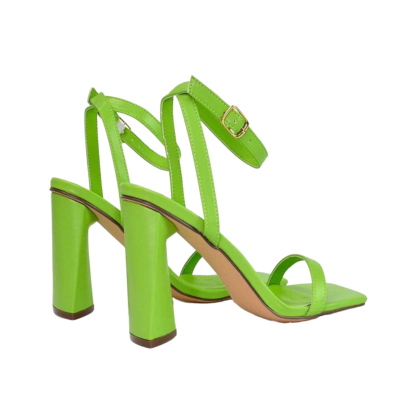Green - Lifestyle - XY London Womens-Ladies Max Strappy Sculptured Heel Sandals