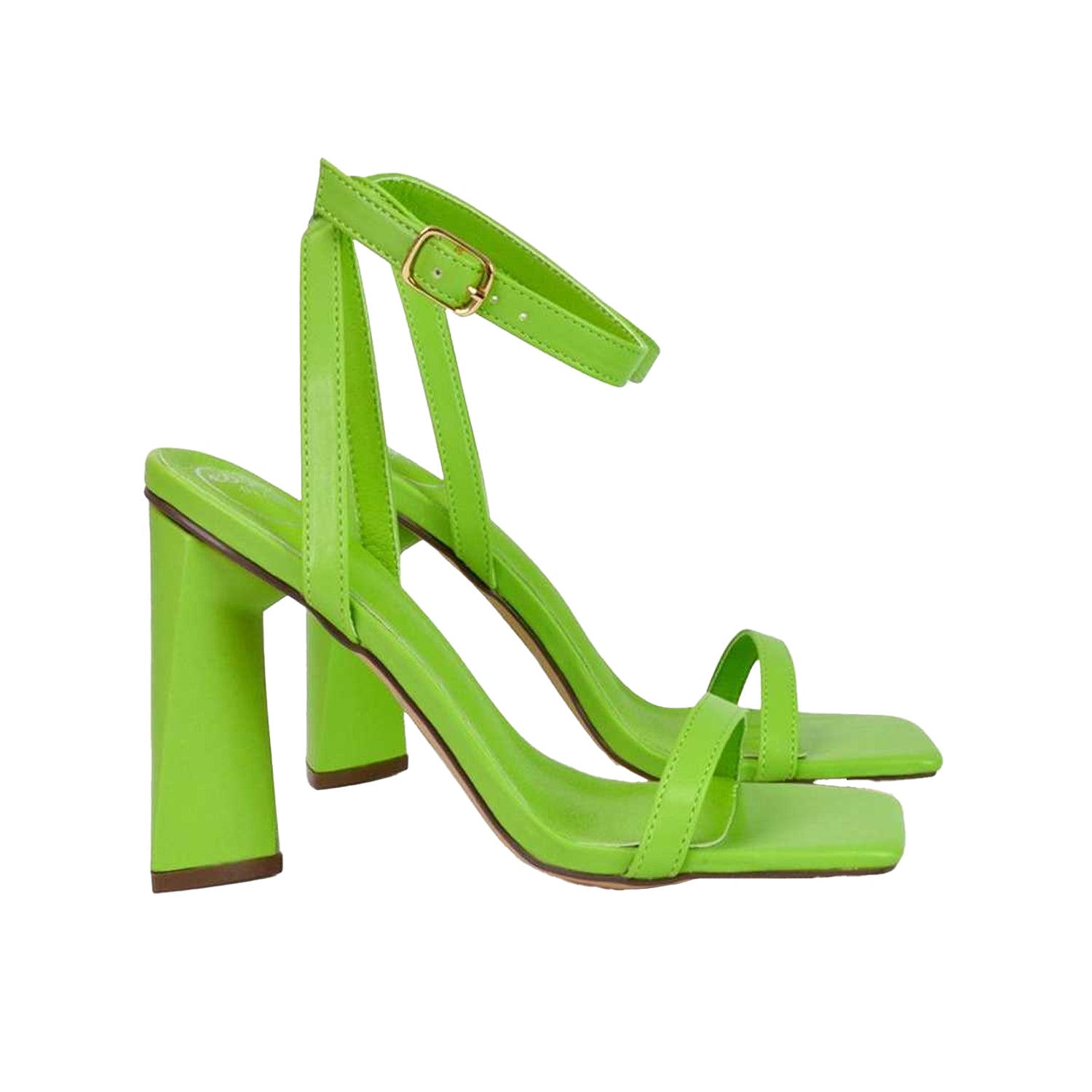 Green - Close up - XY London Womens-Ladies Max Strappy Sculptured Heel Sandals