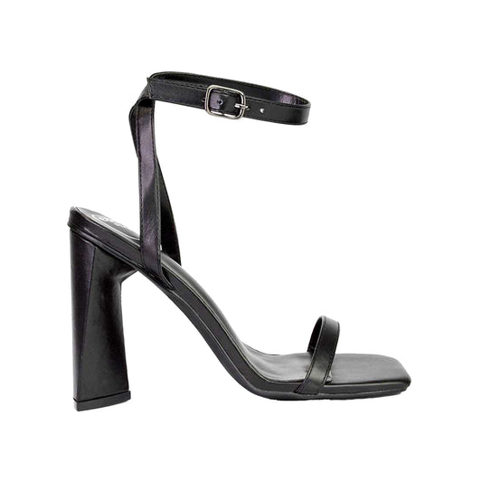 Black - Front - XY London Womens-Ladies Max Strappy Sculptured Heel Sandals