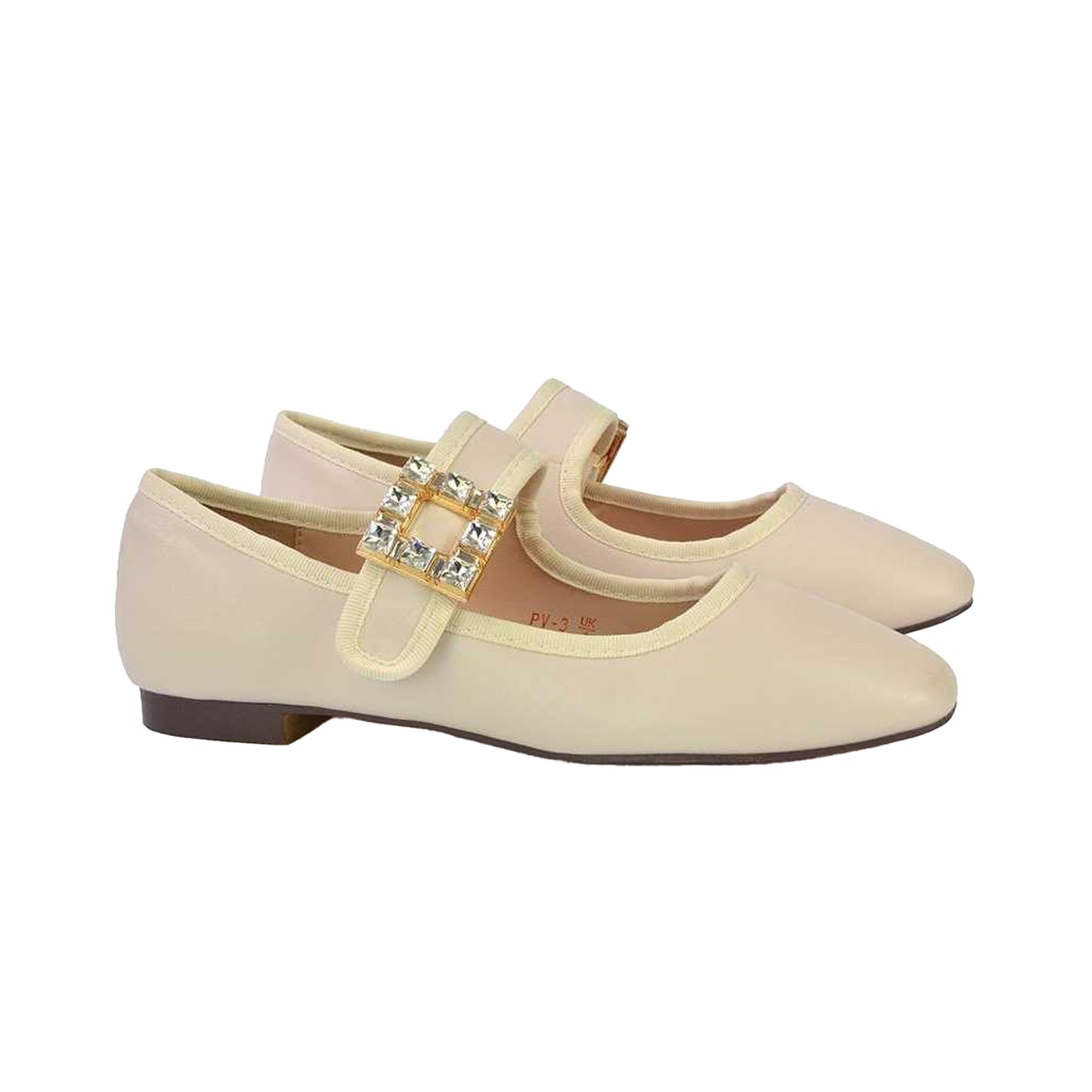 Nude - Lifestyle - XY London Womens-Ladies Rhyse Diamante Square Toe Buckle Detail Mary Janes