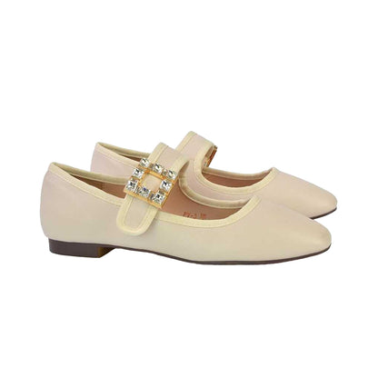 Nude - Lifestyle - XY London Womens-Ladies Rhyse Diamante Square Toe Buckle Detail Mary Janes