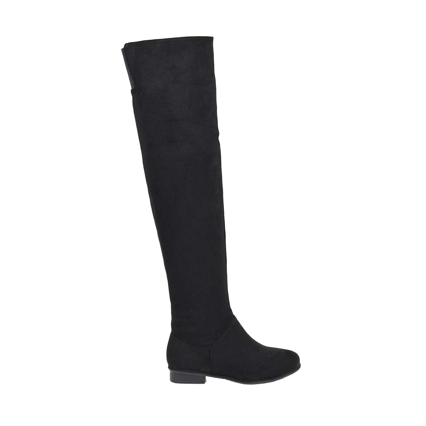 Jet Black - Side - XY London Womens-Ladies Ivy Low Block Heel Thigh-High Boots