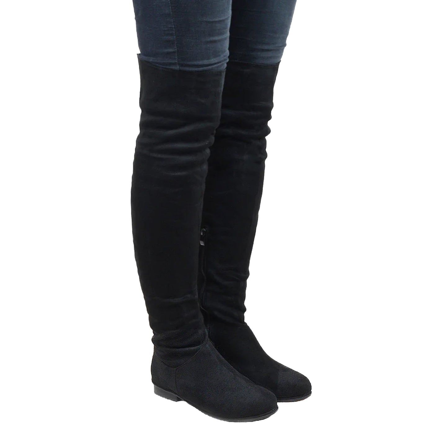 Jet Black - Lifestyle - XY London Womens-Ladies Ivy Low Block Heel Thigh-High Boots