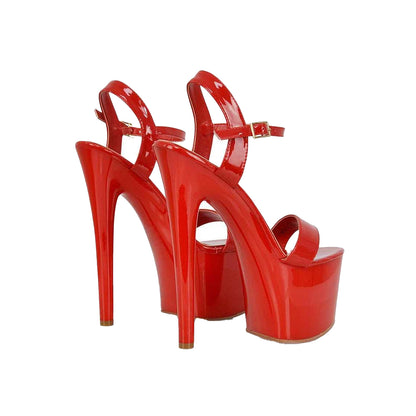 Red - Side - XY London Womens-Ladies Matilda Patent Strappy Stiletto Heel High Heels