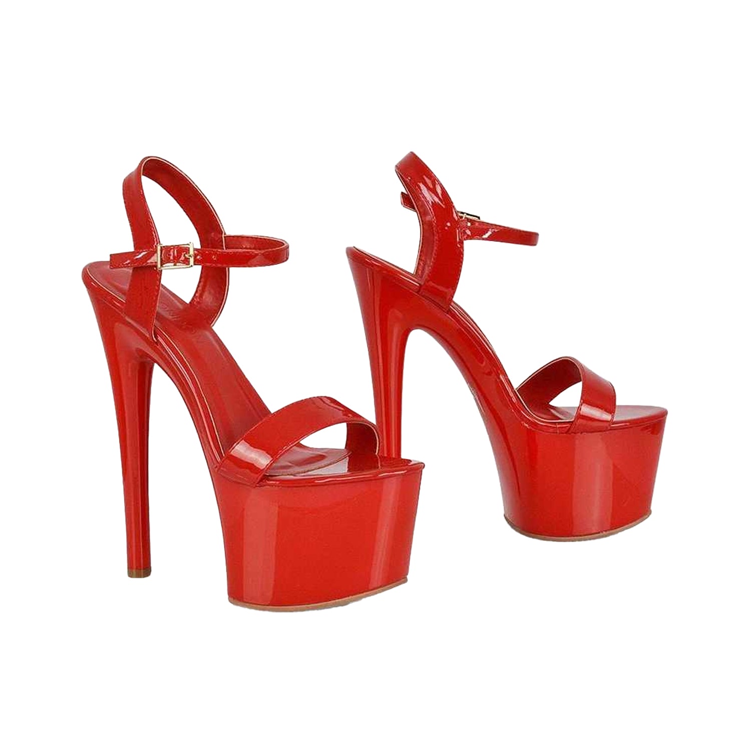 Red - Pack Shot - XY London Womens-Ladies Matilda Patent Strappy Stiletto Heel High Heels
