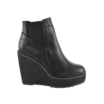 Black - Side - XY London Womens-Ladies Roweena High Wedge Ankle Boots