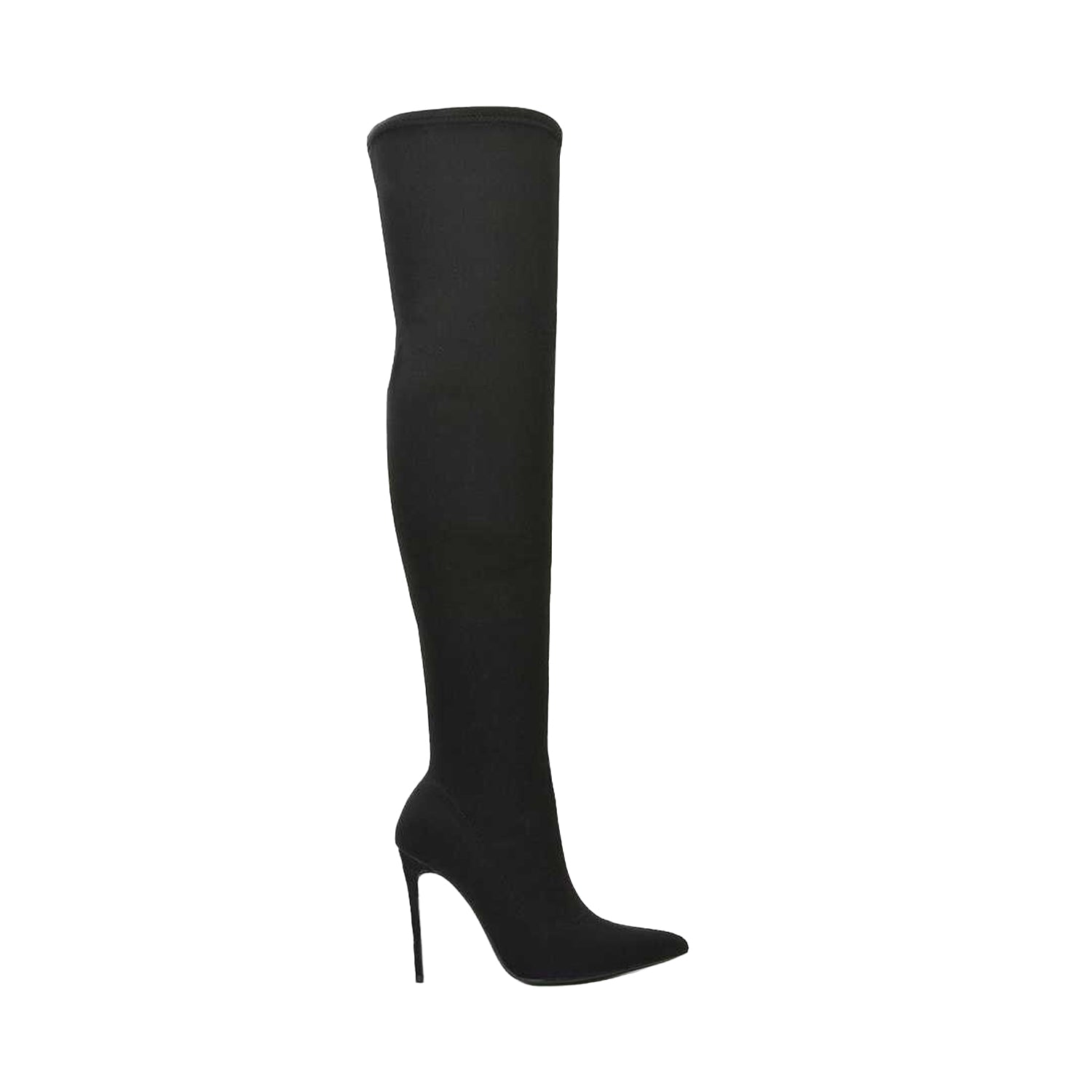 Black - Side - XY London Womens-Ladies Piper Zip High Heel Thigh-High Boots