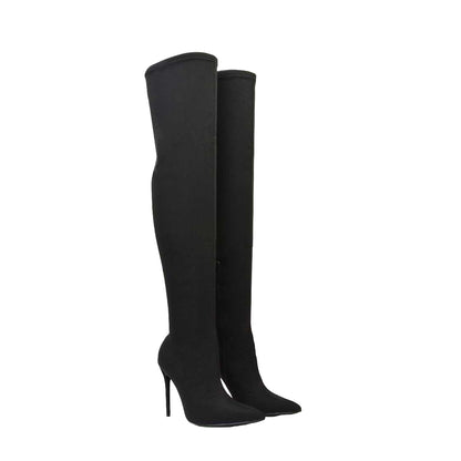 Black - Lifestyle - XY London Womens-Ladies Piper Zip High Heel Thigh-High Boots