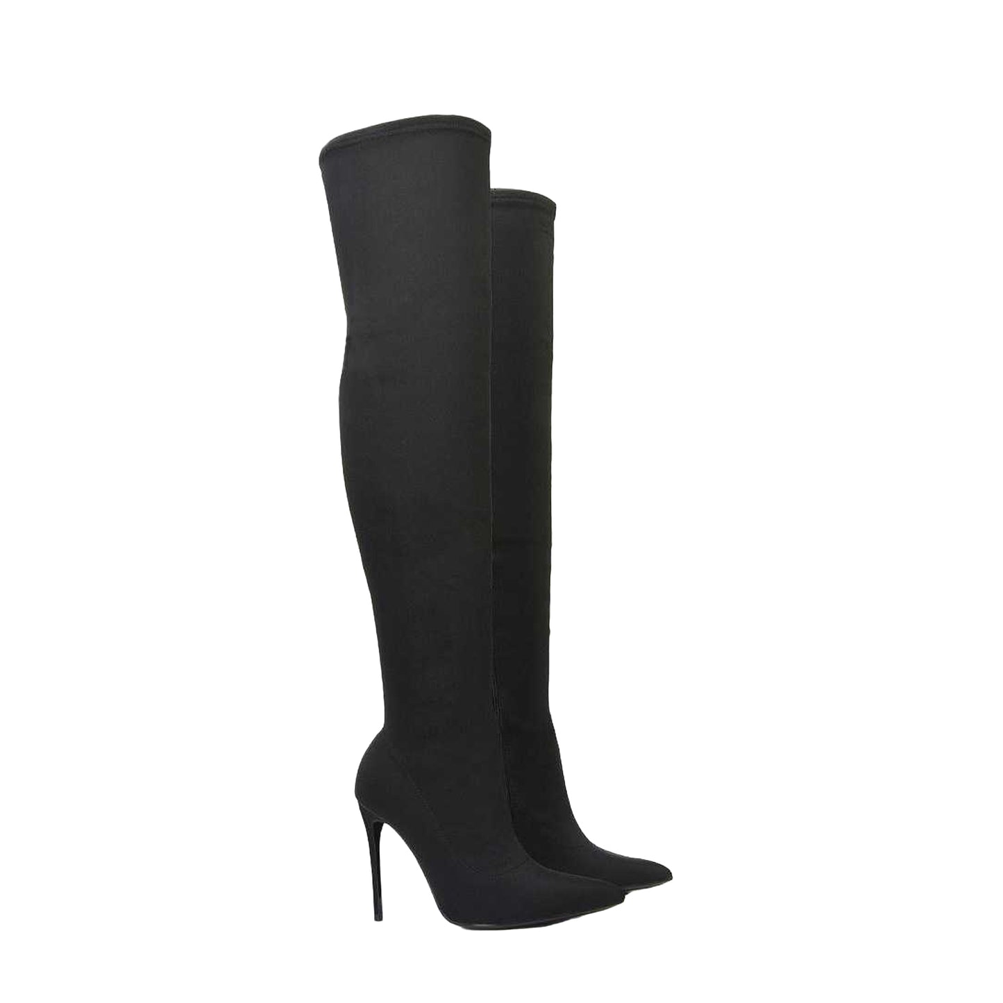 Black - Pack Shot - XY London Womens-Ladies Piper Zip High Heel Thigh-High Boots