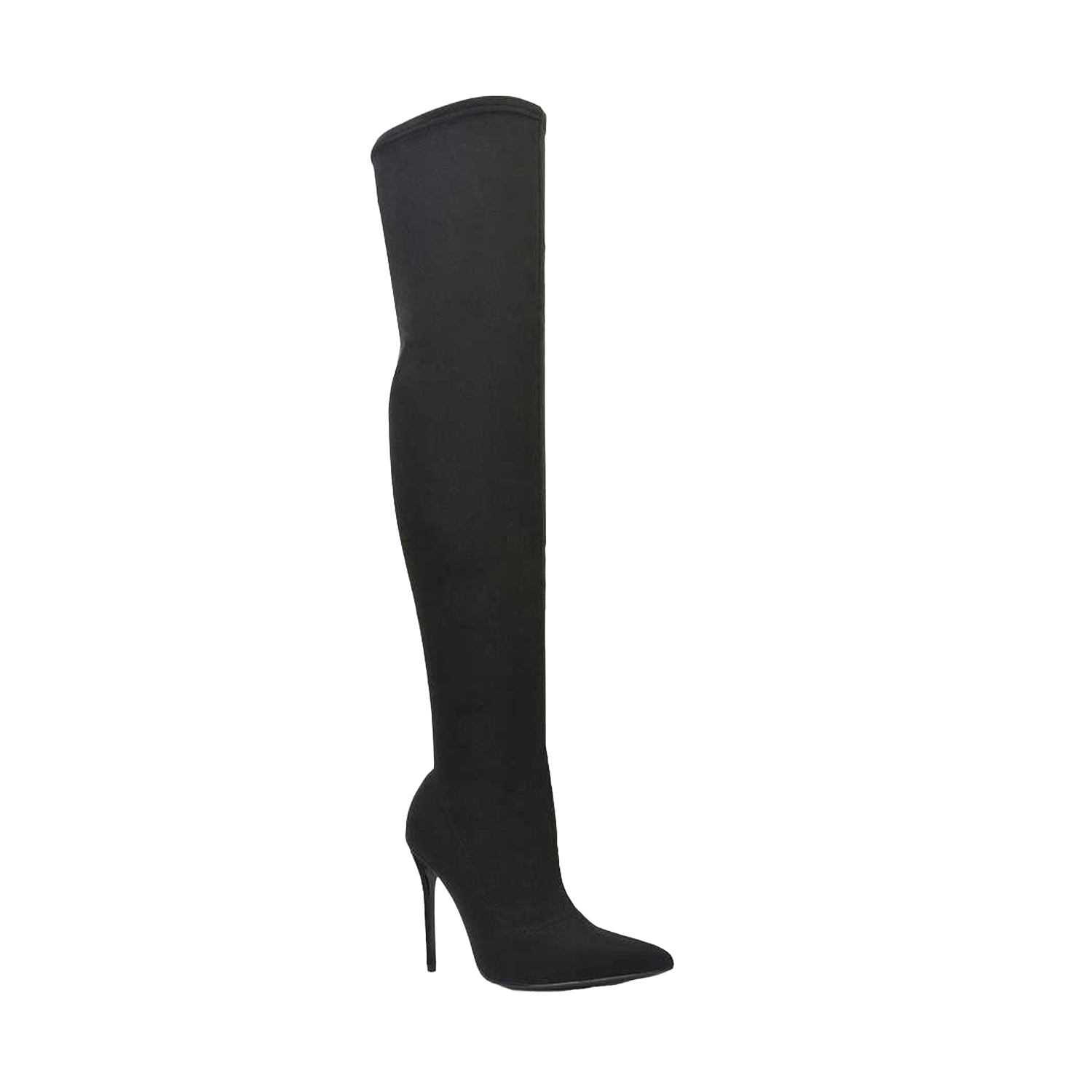 Black - Front - XY London Womens-Ladies Piper Zip High Heel Thigh-High Boots