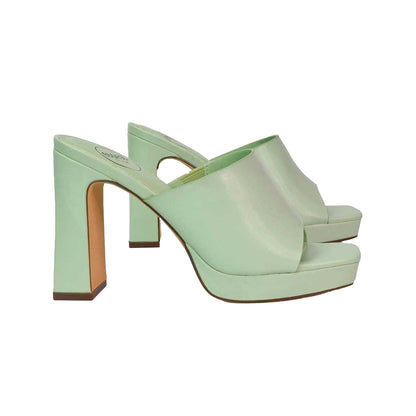 River Aqua - Side - XY London Womens-Ladies Presley High Block Heel Mule Sandals
