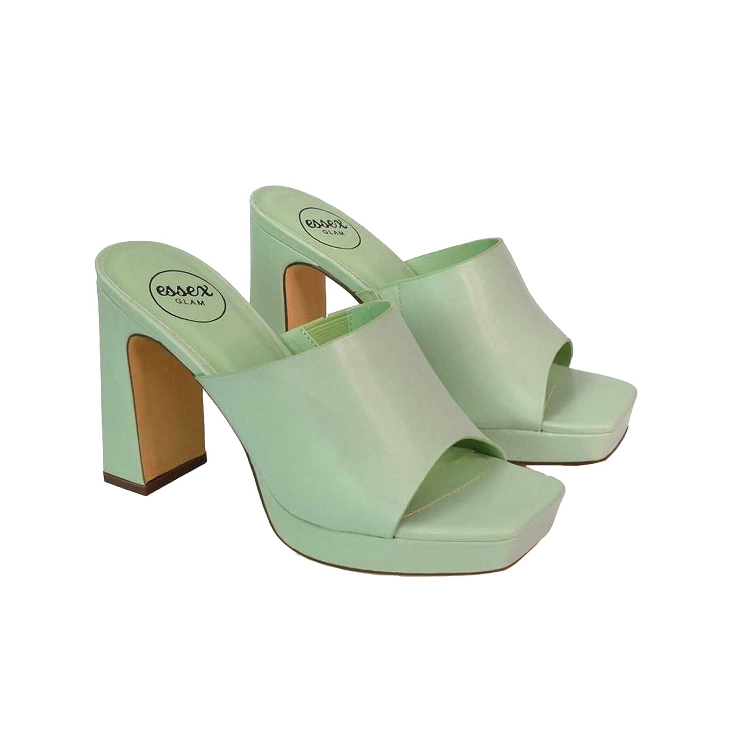 River Aqua - Pack Shot - XY London Womens-Ladies Presley High Block Heel Mule Sandals