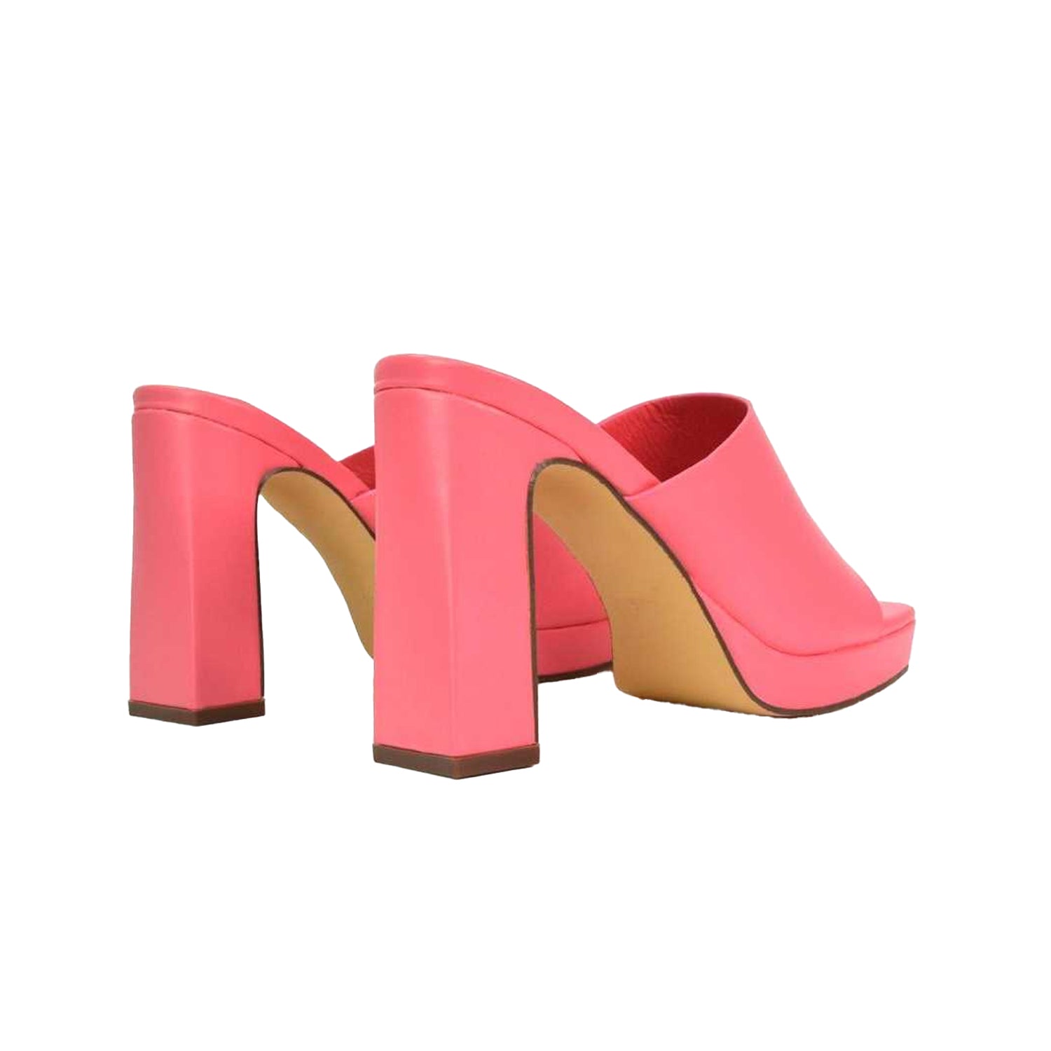 Shell Pink - Back - XY London Womens-Ladies Presley High Block Heel Mule Sandals